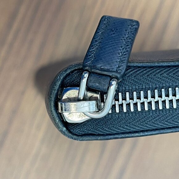 Prada 2ML220 Navy Saffiano Leather Long Wallet w/ Pockets Galore! - Preowned - Picture 7 of 15